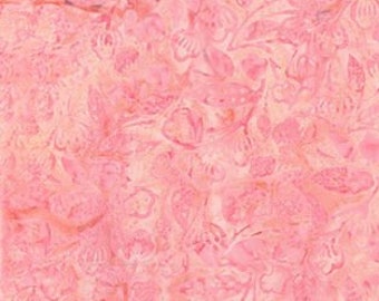 Banyan Batiks #83043-20 Fabric "Pink Blush" Flowers and Leaves from the Dandelion Wishes Collection