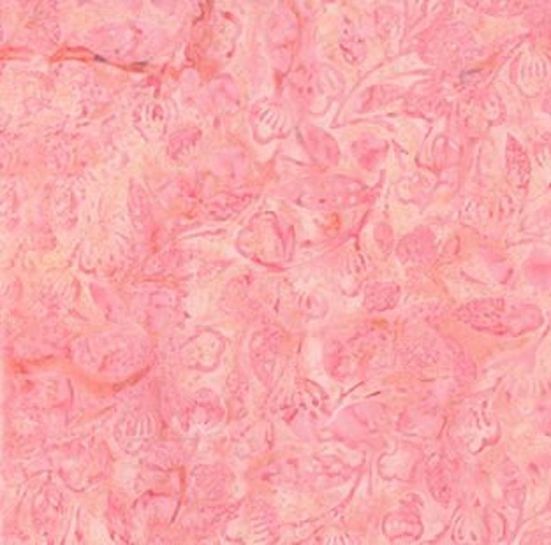 Banyan Batiks 83043-20 Fabric Pink Blush Flowers and Leaves from the Dandelion Wishes Collection image 1