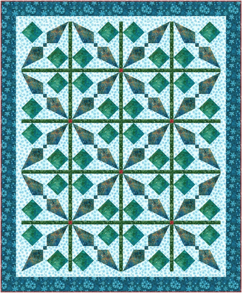 Holly Berries Quilt Pattern in two colorways Digital Pattern image 2