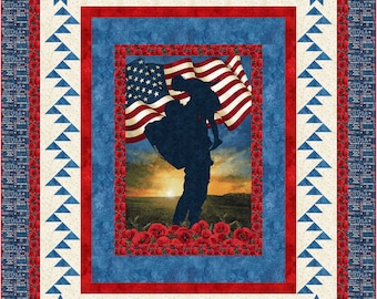 Welcome Home Patriotic Queen Quilt Pattern - Physical Pattern, Panel not included