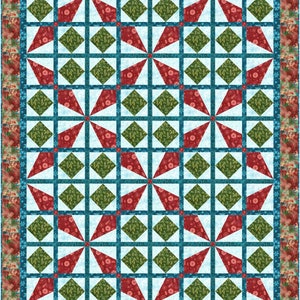 Holly Berries Quilt Pattern in two colorways Digital Pattern image 1