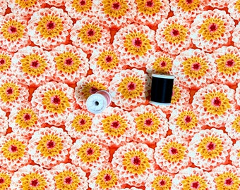 Orange Packed Mums Quilt Fabric  from the Prelude Line by Wilmington.