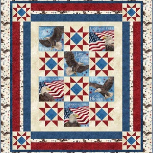 Liberty Stars Quilt Pattern - Beginner Friendly Patriotic Quilt of Valor with BONUS Binding Instructions. Digital PDF Pattern