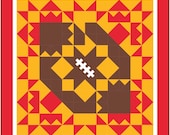 Football Fans Mini Quilt Pattern - Table Topper or Wall Hanging Quilt Pattern - Beginner Friendly Sports Fan   Game Day Decor. Digital PDF