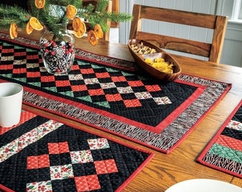 Black Pearl Table Topper and Placemat Set Quilt Pattern (digital PDF pattern)