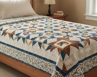 Stone Age Stars Quilt Pattern, Twin Size (Digital Pattern)