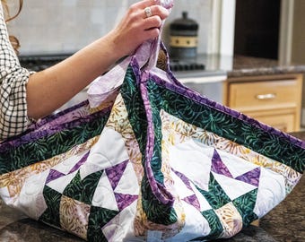 Star Blocks Casserole Carry Quilt Pattern, Mini-Quilt Carrier (Digital PDF Download)