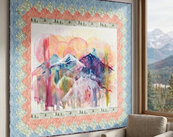 Majesty Quilt Pattern: Mountains, Colorful Borders, QST Blocks (Digital PDF Download)