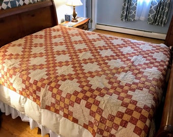 c. 1880 Triple Irish Chair Quilt, fair condition, about 72" x 89"