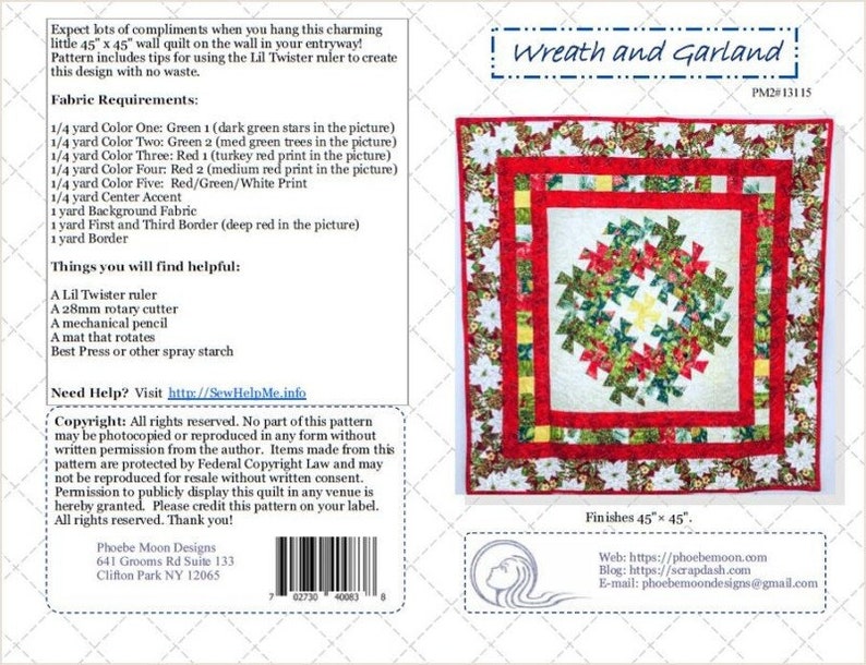 Wreath & Garland Wall Quilt Pattern Digital Download image 2