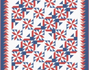Rockets Red Glare - Patriotic Star Lap Quilt Pattern – Red, White, and Blue (Digital )