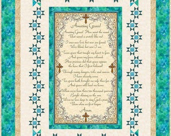 Guided by Grace Panel Quilt Pattern, Star Borders, Throw Size (PDF Pattern)