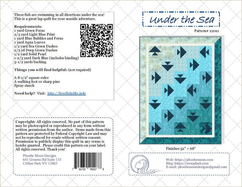Under the Sea Lap Quilt Pattern features fish swimming in every direction.