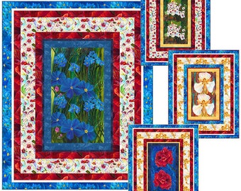 Remy's Garden Throw Quilt Pattern (Physical) for Carnation, Sego Lily, Forget-Me-Not, and Mountain Laurel Panels