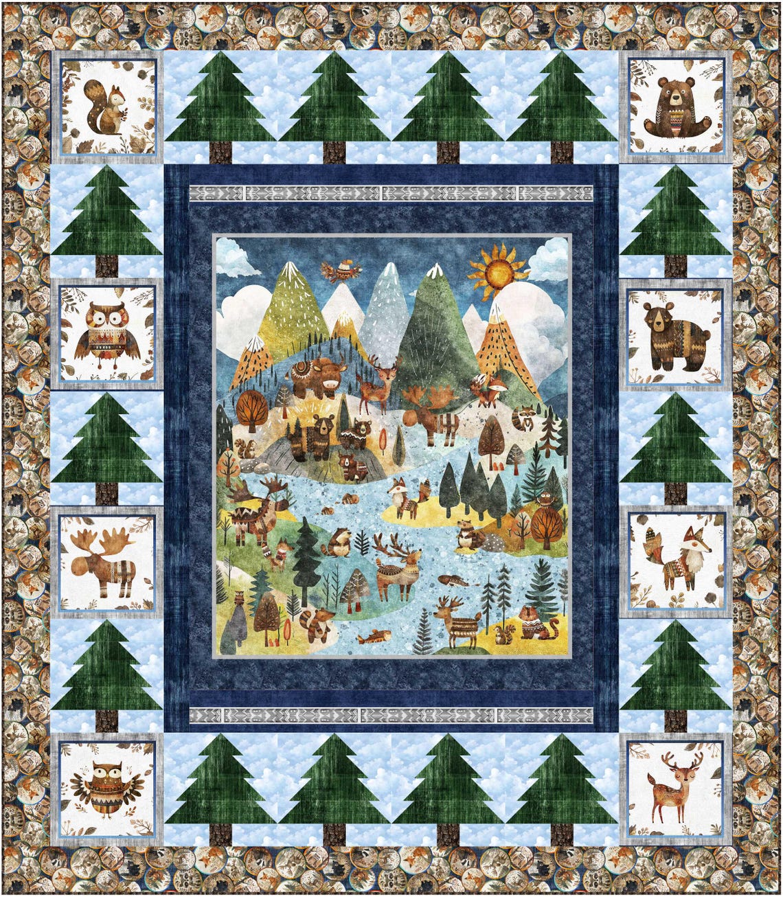 Bear Mountain Throw Quilt Pattern – Scenic Forest Friends Panel ...