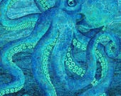 Octopus Panel Fabric, 24" x 43", Shimmer Enigma by Northcott Fabrics, includes the Inky Quilt Pattern to make a twin sized quilt.