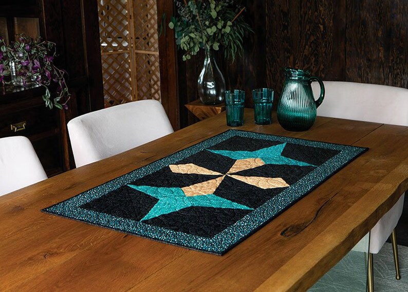 This Night Sky Table Runner Quilt Pattern is made using On-Point blocks.