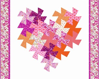 Madeline Throw Quilt Pattern made with the Twister Ruler. Hearts Delight! Digital PDF Download