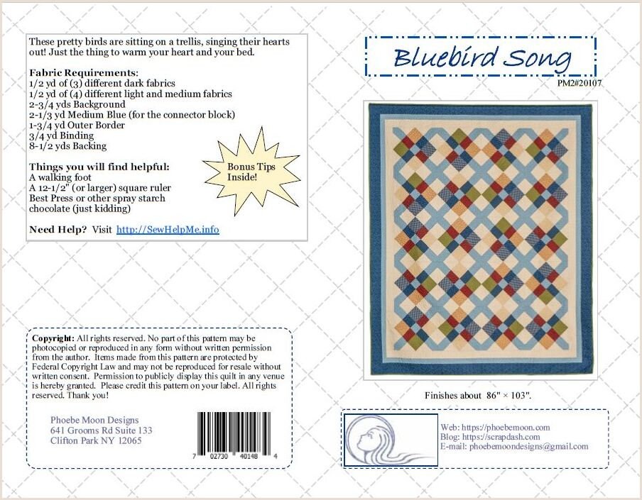 Bluebird Song Queen Sized Quilt Pattern digital Pattern - Etsy