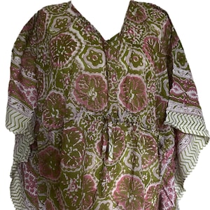 Organic Cotton Top Beach Wear Floral Print (green)