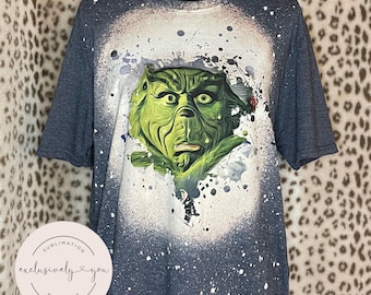 The Grinch - How the Grinch Stole Christmas - bleached t shirt