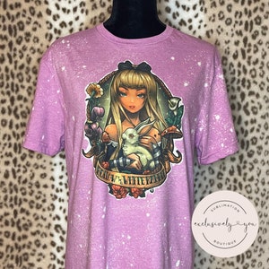 Alice in Wonderland - princess - Follow the White Rabbit - Alice Through the Looking Glass - bleached t shirt