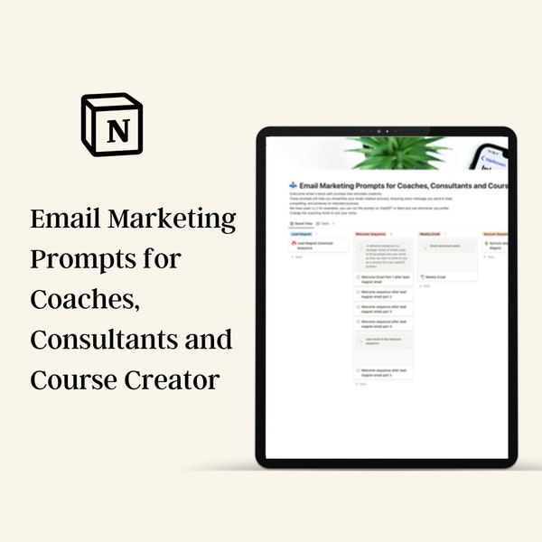 Email Marketing prompts for coaches, consultants and course creator, notion template| Email Marketing | Email