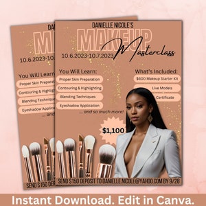 Beauty Editable Digital Flyer Template with Customizable Design and Stock Model