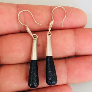 Afghan Vintage Traditional Wedding Party Belly Dance Afghanistan Lapis Lazuli Stone Hande-Crafted Afghan Jewellery Silver Earrings.#14