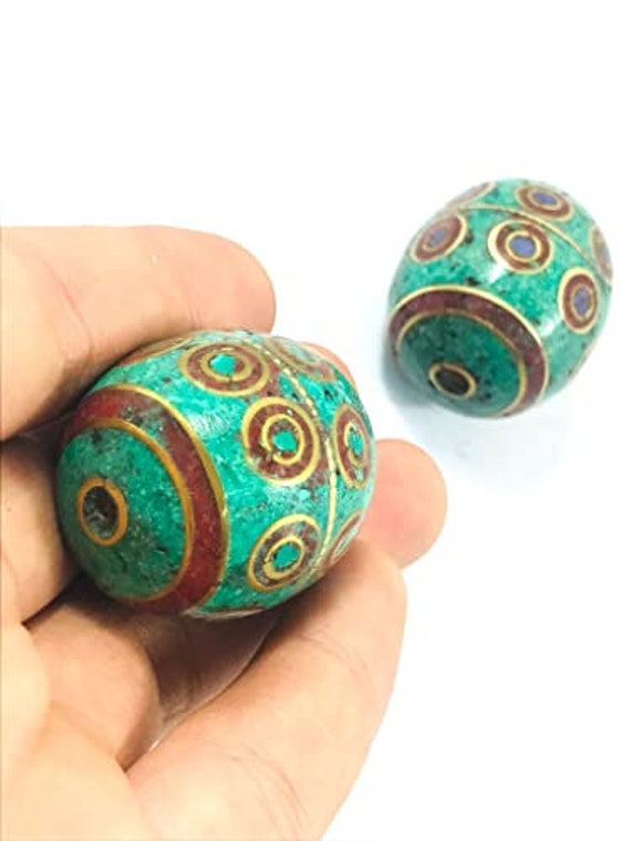 Tibetan Nepalese Artisan Handmade Brass Turquoise… - image 7
