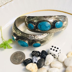 Afghan Kuchi Traditional Wedding Party Belly Dance Hand-e-Crafted Workmanship Vintage Ethnic Tribal Kuchi Cuff Vintage Bracelets Pair.