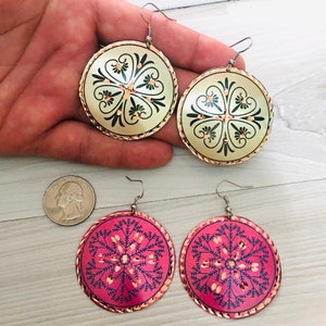 Turkish Traditional Ethnic Tribal wedding Party Belly Dance Authentic Ottoman Design Screen Print Works Copper Plated 2 Pairs Earrings.#1