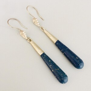 Afghan Vintage Traditional Wedding Party Belly Dance Afghanistan Lapis Lazuli Stone Hande-Crafted Afghan Jewellery Silver Earrings.#14