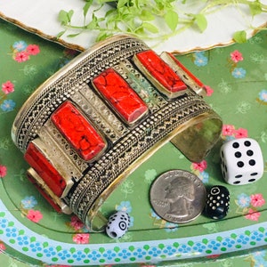 Afghanische Kuchi Traditionelle Hochzeit Party Bauchtanz Hand-E-Handarbeit Verarbeitung Vintage Ethno Tribal Kuchi Manschetten Vintage Armband.
