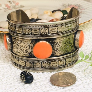 Afghanische Kuchi Traditionelle Hochzeit Party Bauchtanz Hand-E-Handarbeit Verarbeitung Vintage Ethno Tribal Kuchi Manschetten Vintage Armband.