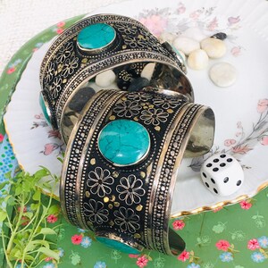 Afghanische Kuchi Traditionelle Hochzeit Party Bauchtanz Hand-e-Handarbeit Verarbeitung Vintage Ethno Tribal Kuchi Manschetten Vintage Armbänder Paar.#1