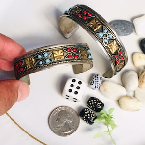 Afghan Kuchi Traditional Wedding Party Belly Dance Hand-e-Crafted Workmanship Vintage Ethnic Tribal Kuchi Cuff Vintage Bracelets Pair.