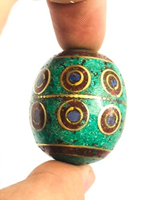 Tibetan Nepalese Artisan Handmade Brass Turquoise… - image 6