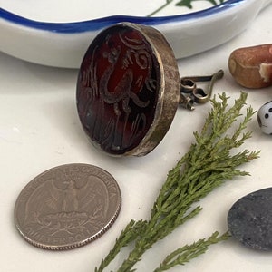 Afghan Turkoman Traditional Wedding Party Belly Dance Animal Shape on Carnelian Stone Hand-e-Crafted Tribal Ethnic Vintage Stamp Pendant. #3