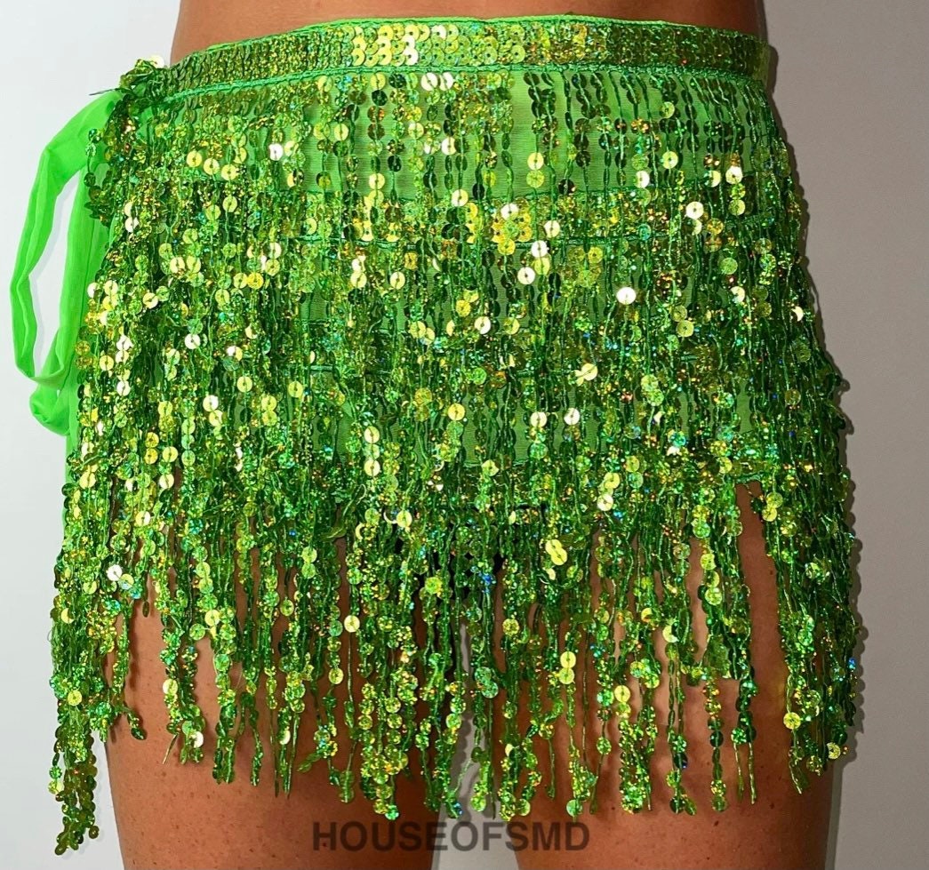Green sequin embellished wrap midi clearance skirt