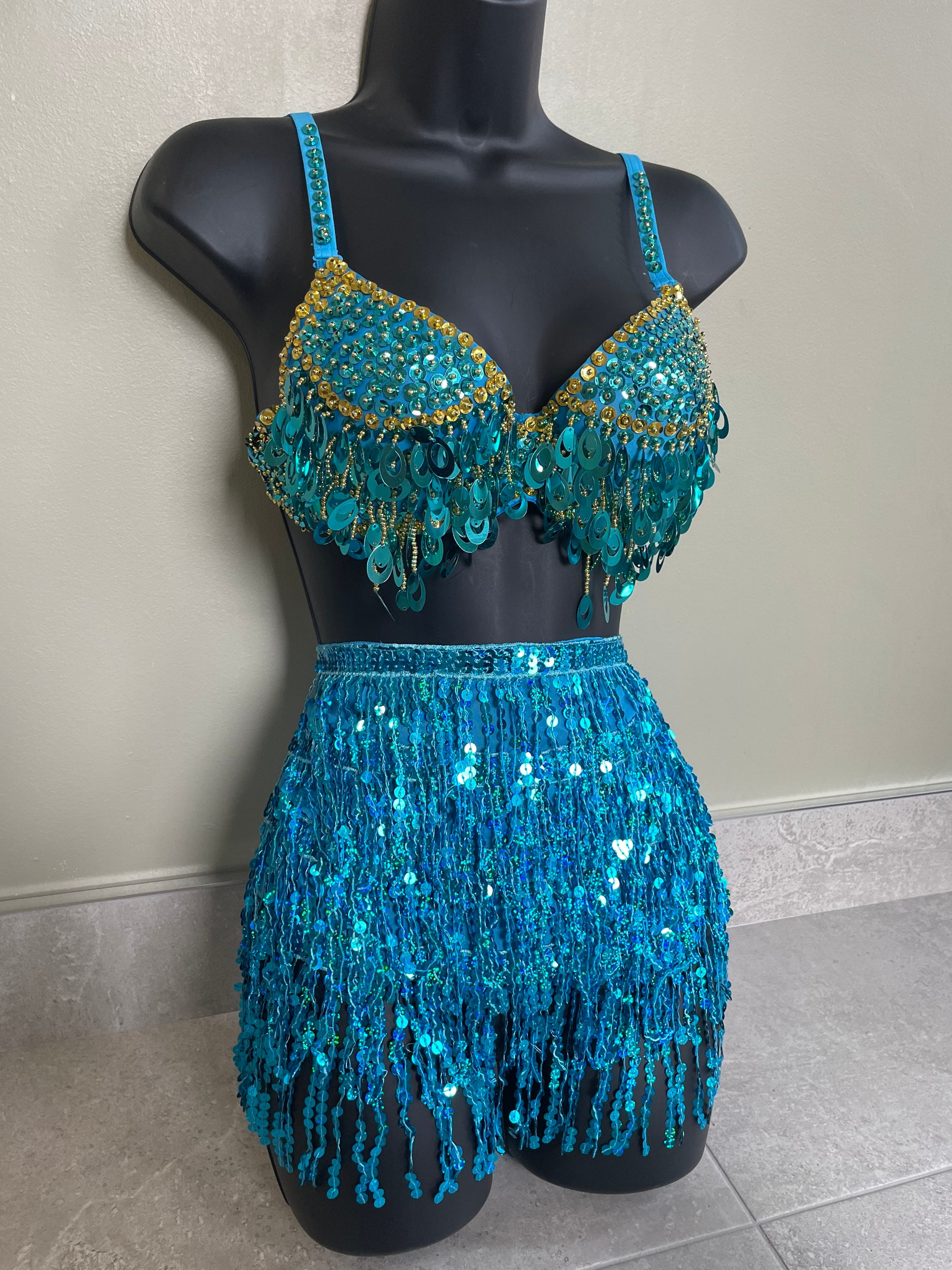 Blue sequin two piece cheap