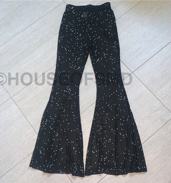 Black Rhinestone Festival Flares, Rhinestone Flares, Festival