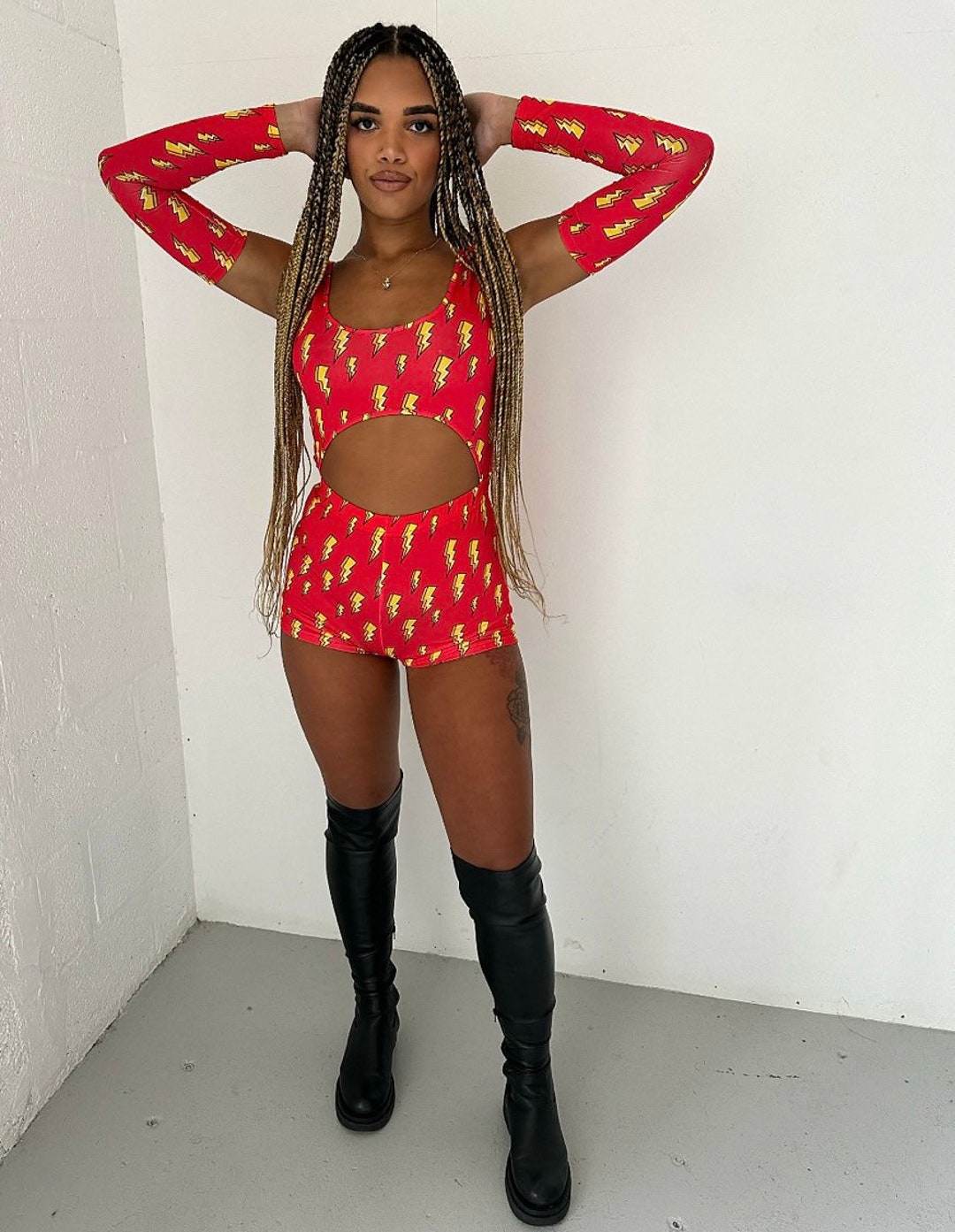 Womens Three Piece Festival Outfit, Rave Outfit, Mesh Crop Top, Multi-way  Crop Top,rave Wear, Festival Romper, Playsuit, High Waisted Bottom 