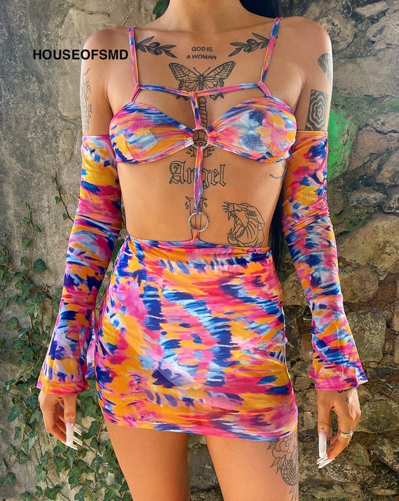 Mesh Long Sleeve Festival Dress Cut Out 