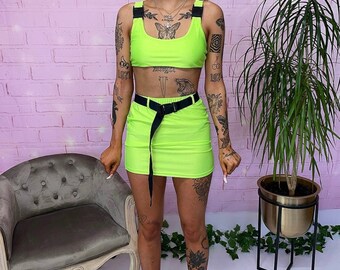 Neon Festival Two Piece Festival Co Ord Buckle Cord Buckle - Etsy