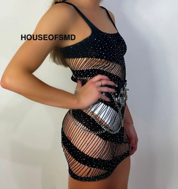 Black fishnet mesh best sale dress