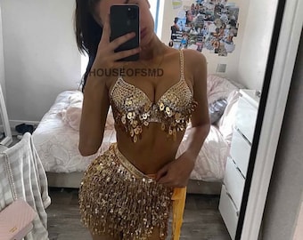 gold rave skirt