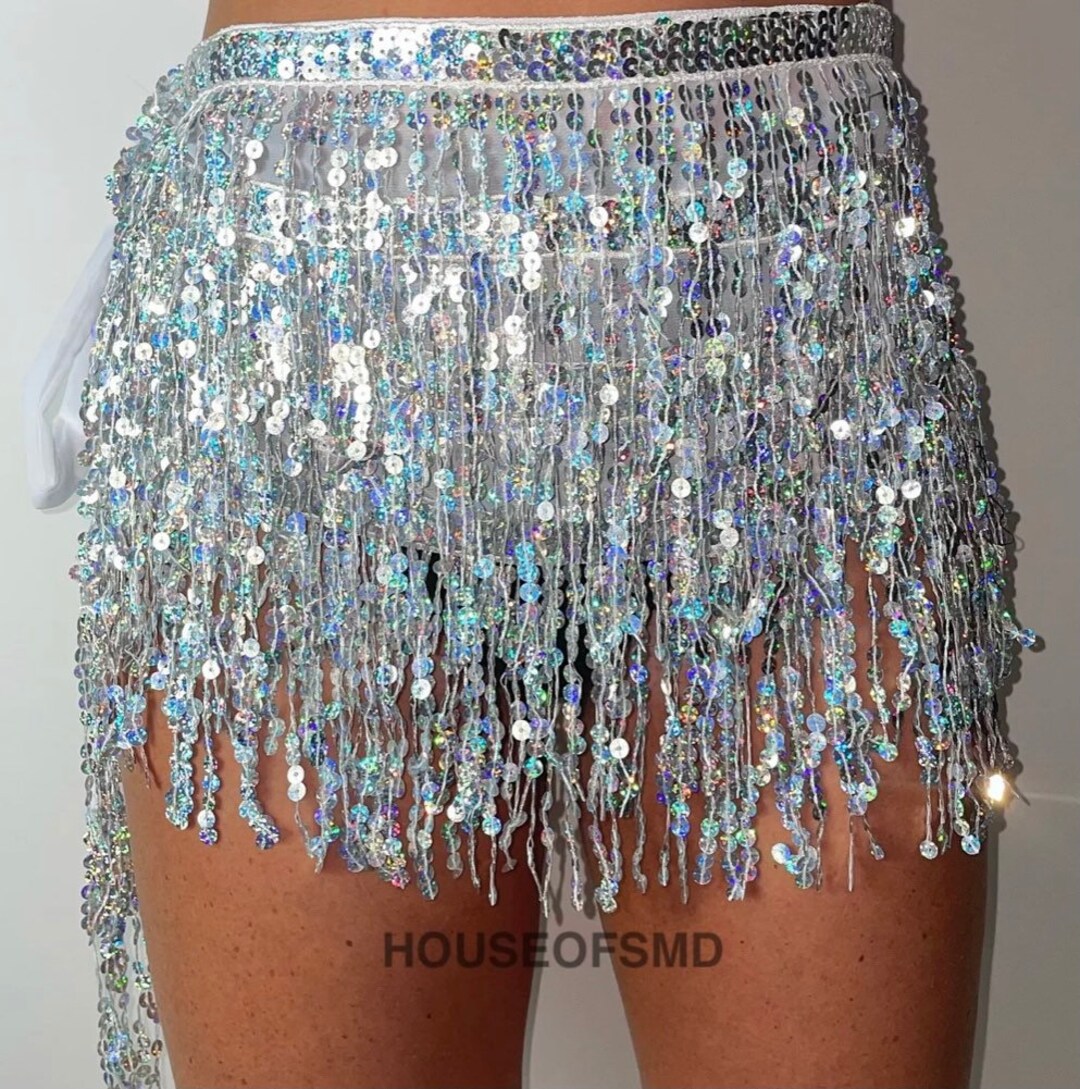 Sliver Tassel Skirt Wrap Skirt Sequin Skirt Tie up Skirt - Etsy