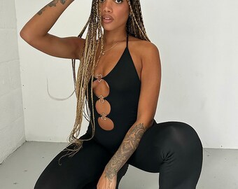 Black jumpsuit, festival jumpsuit, rave outfit, festival outfit, unitard, playsuit, black festival outfit, cut out jumpsuit, rave wear,black