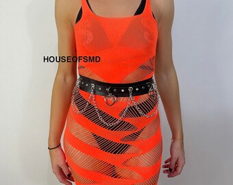 neon orange dress outfit